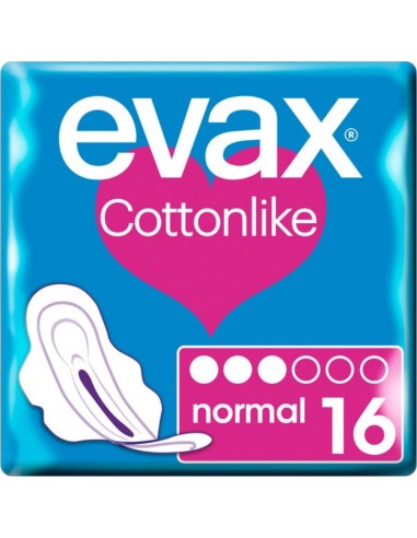 COMPRESAS EVAX COTTON NORMAL ALAS 16 UNIDS DUPLO