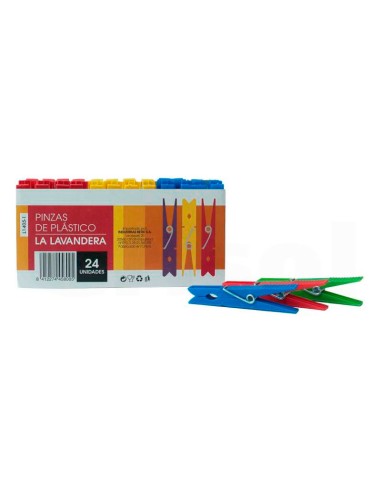 PINZAS ROPA LAVANDERA PLASTICO 24 UNID
