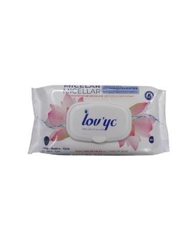 TOALLITAS DESMAQ LOVYC 40 UNID 3 EN 1 MICELAR TAPA